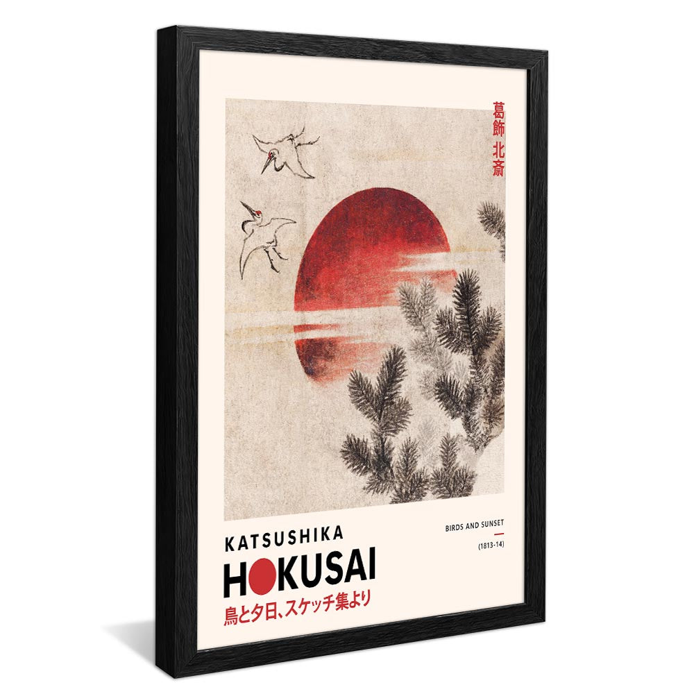 Hokusai Birds and Sunset V2375 Canvas