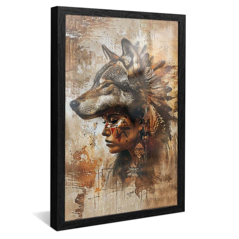 Indigenous with Wolf Skin V1923 Canvas