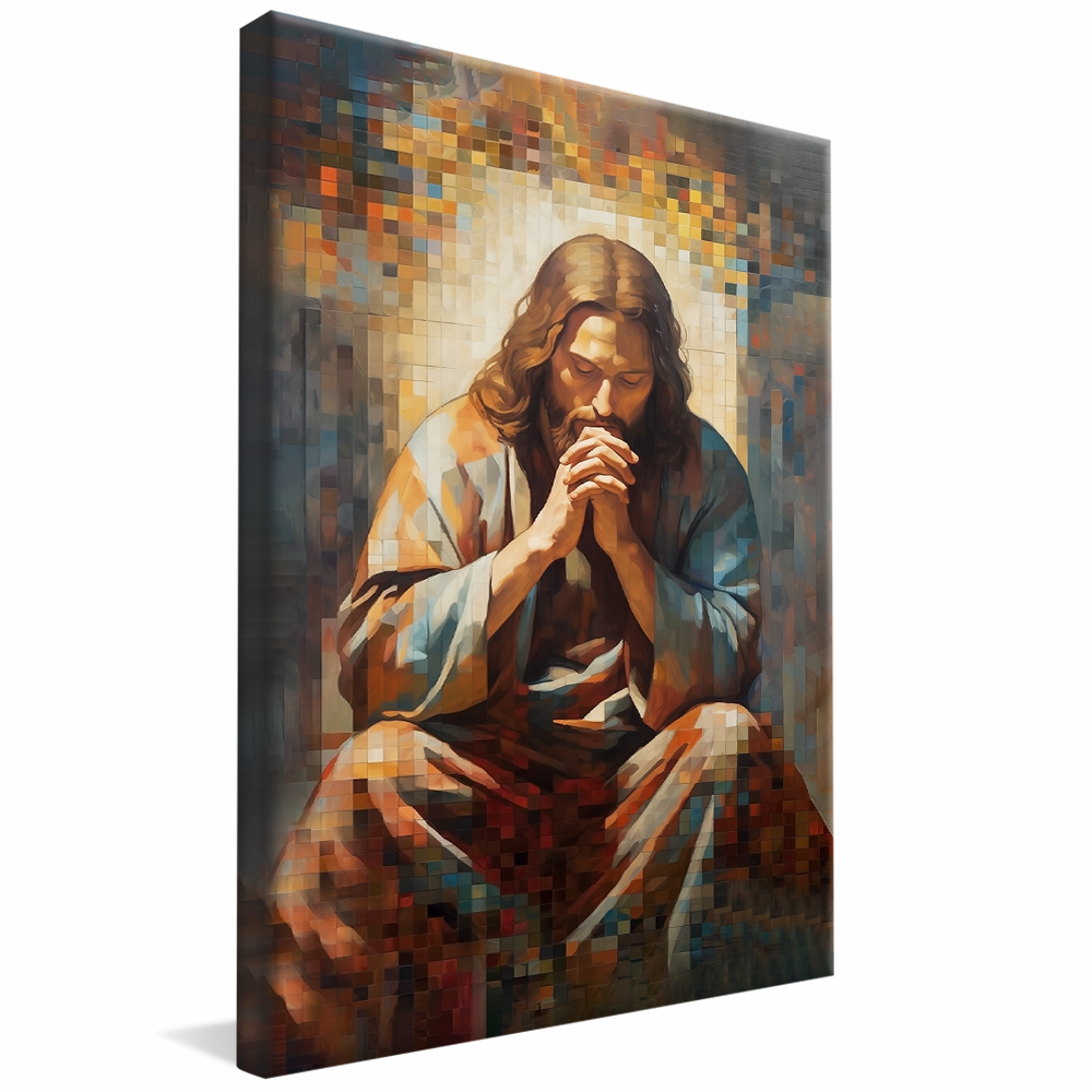 Jesus Praying Stained Glass v891 Canvas