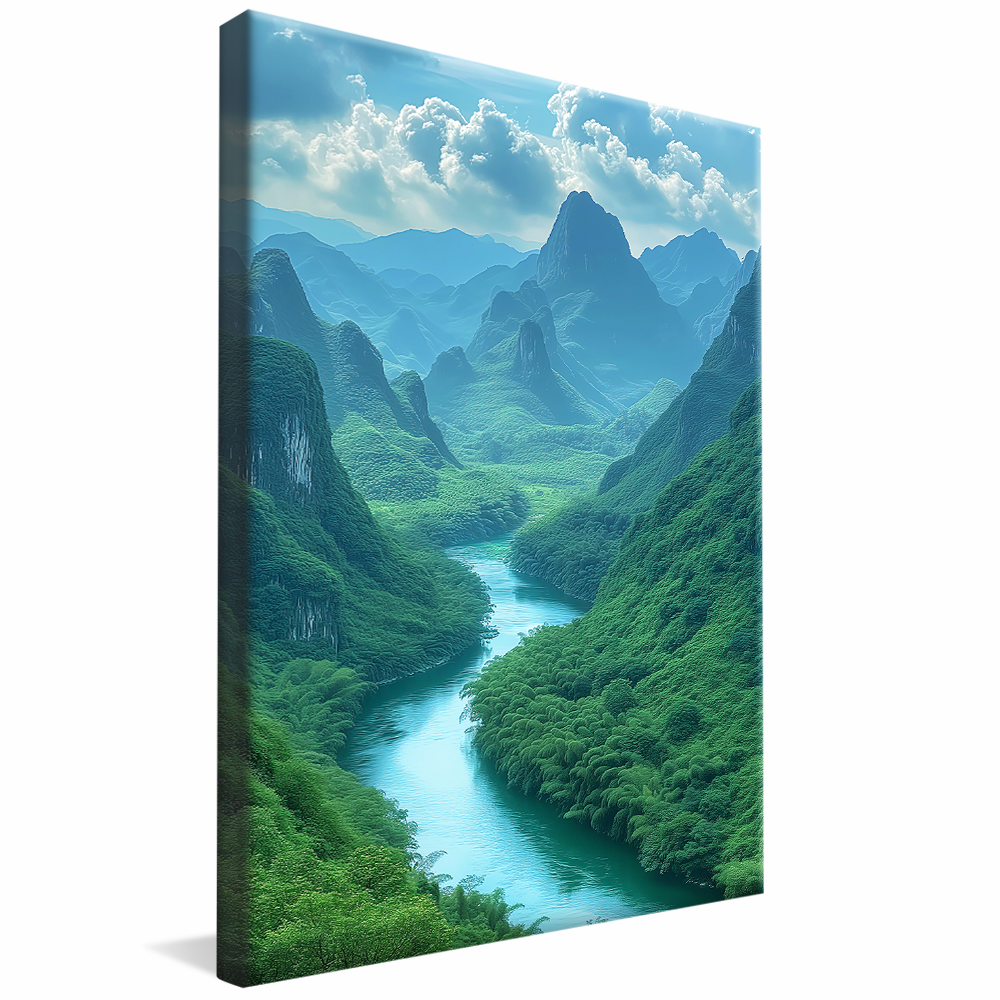 Lake among Mountains and Forests V1201 Canvas