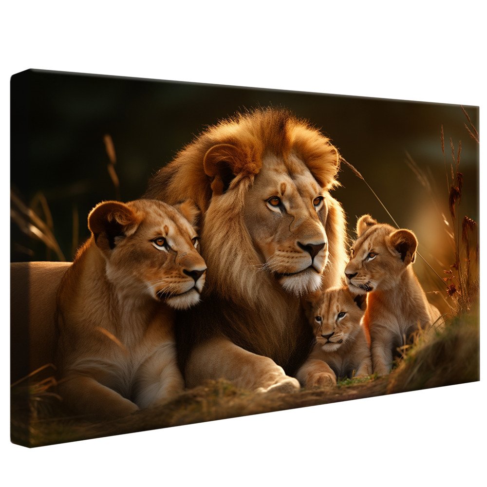 Lion Family with 2 Cubs V835 Canvas