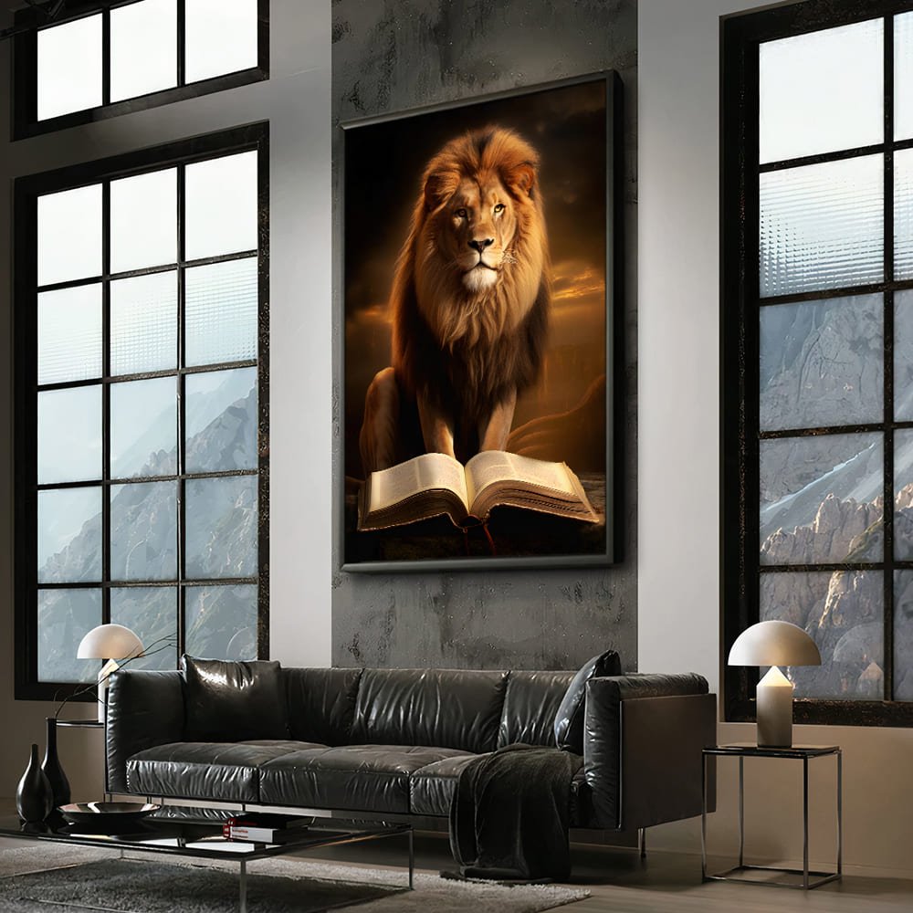 Lion of Judah with Sacred Writings Canvas