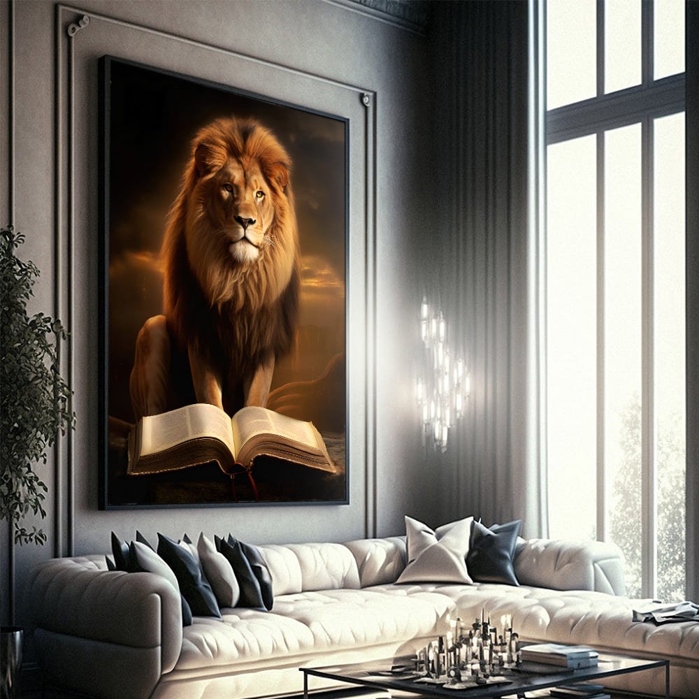 Lion of Judah with Sacred Writings Canvas