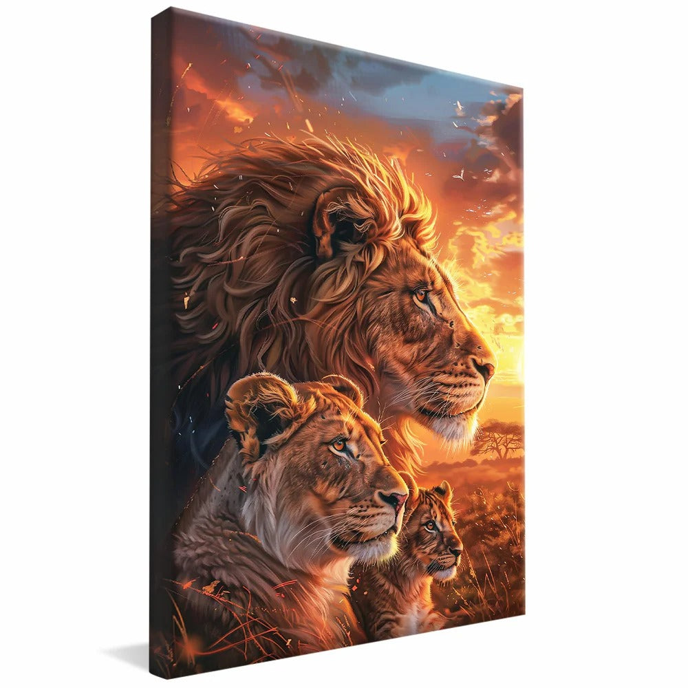 Lions at Sunset v1441 Canvas