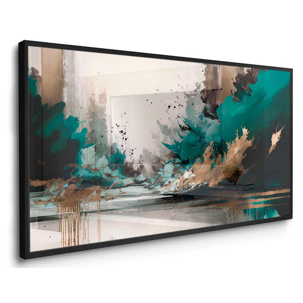 Luxury Abstract Canvas in White and Green Tones