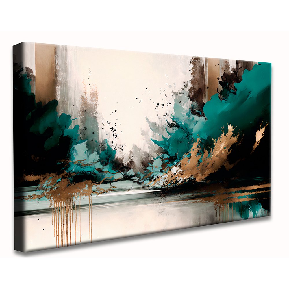 Luxury Abstract Canvas in White and Green Tones