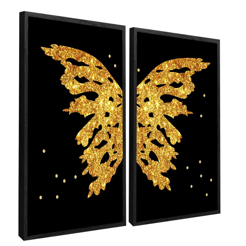 Luxury Butterflies Gold Kit with 2 Frames Canvas