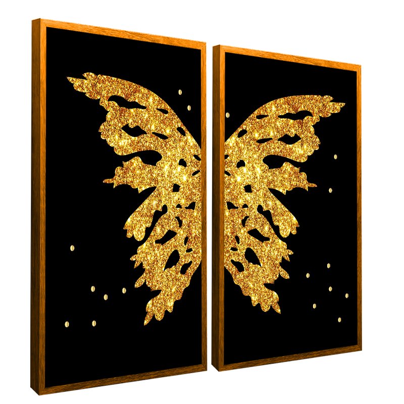 Luxury Butterflies Gold Kit with 2 Frames Canvas