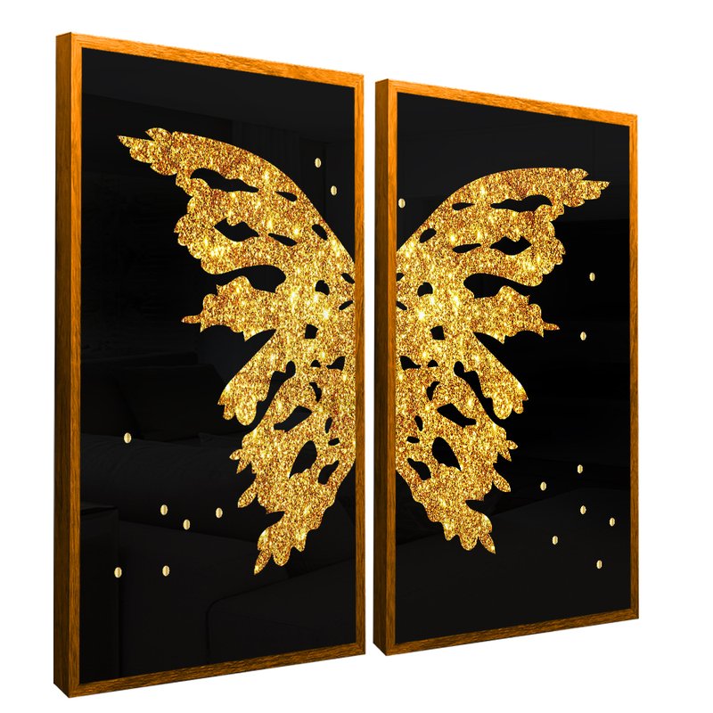 Luxury Butterflies Gold Kit with 2 Frames Canvas