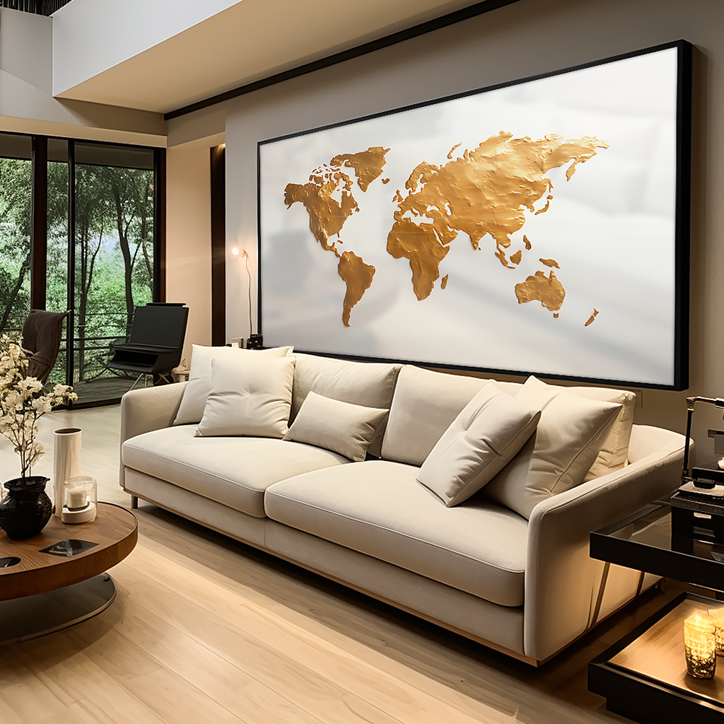 Map of the Earth White V799 Canvas
