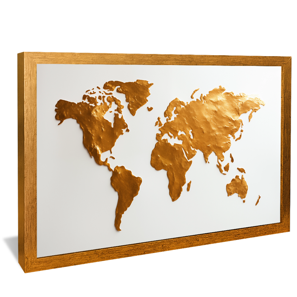 Map of the Earth White V799 Canvas
