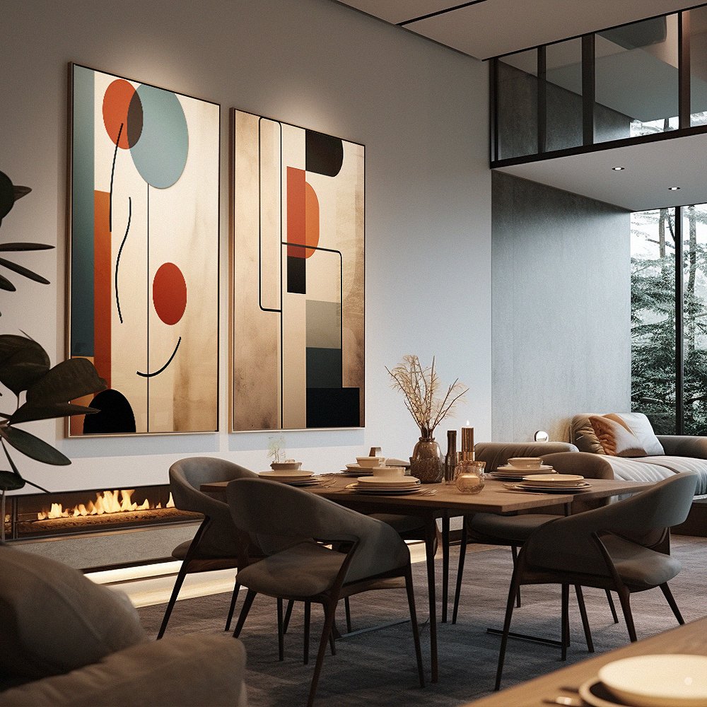 Minimalist Abstract v733 - Set of 2 Canvases