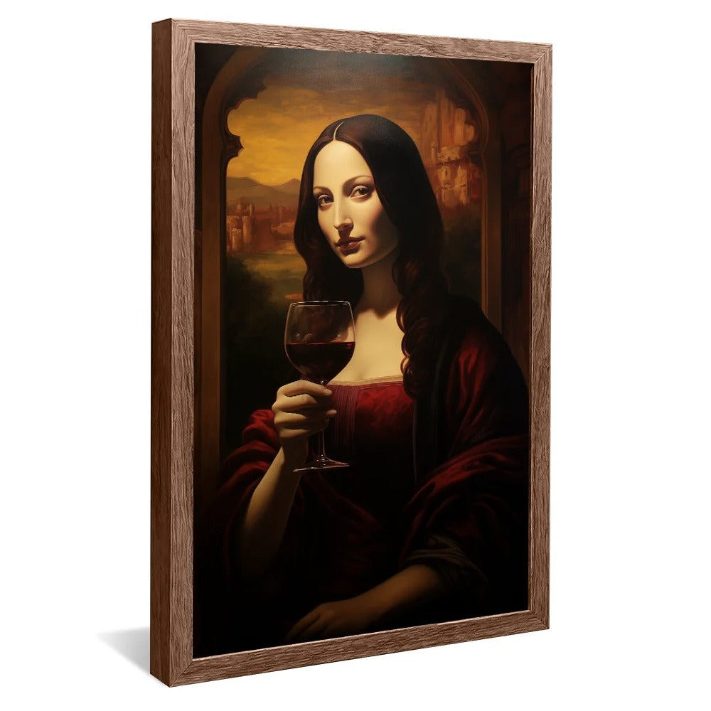 Mona Lisa drinking wine Canvas