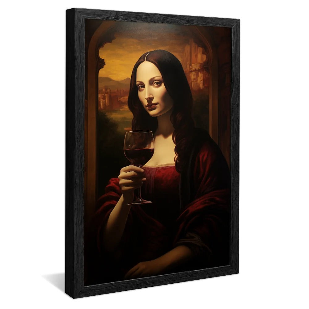 Mona Lisa drinking wine Canvas