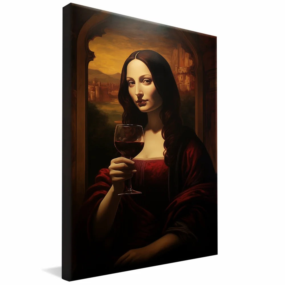 Mona Lisa drinking wine Canvas