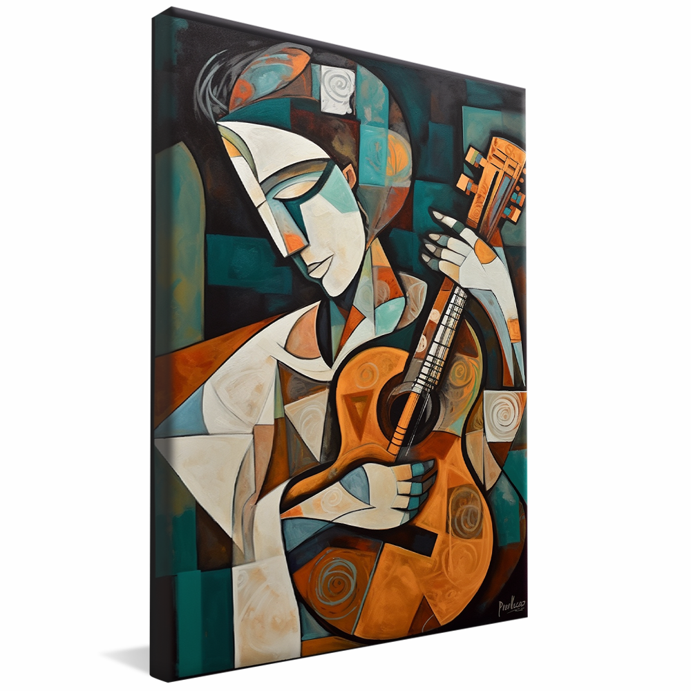 Mosaic of Man Playing Guitar V913 Canvas