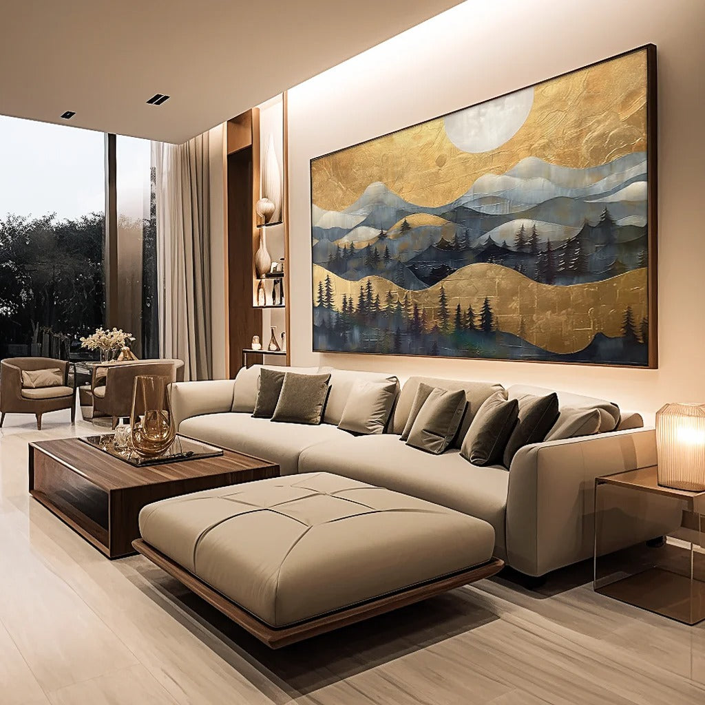 Mountains Waves Abstract Canvas V728