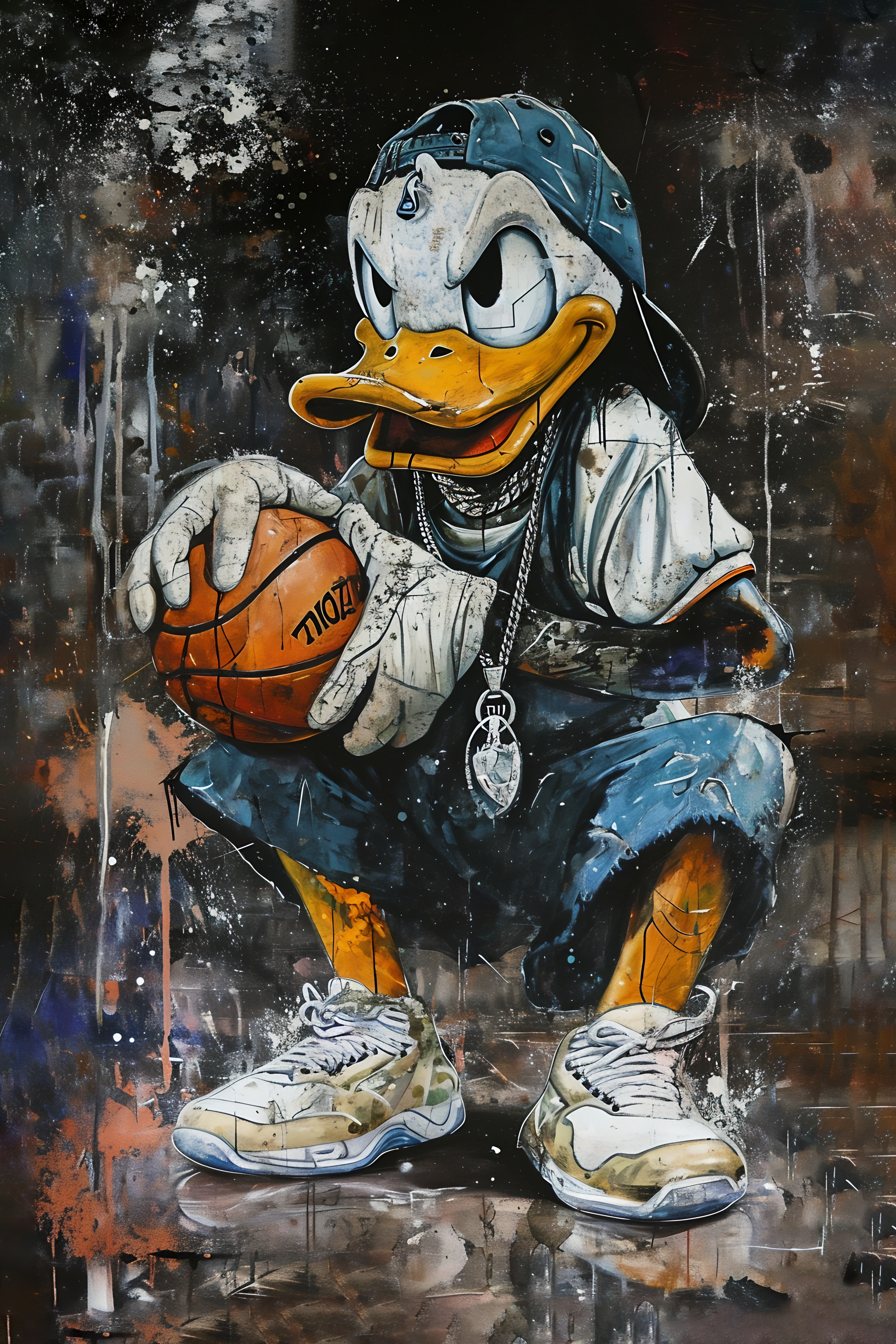 Scrooge McDuck Playing Basketball V2217 Canvas