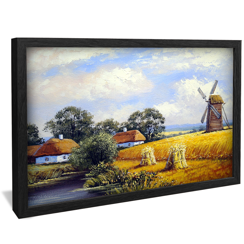 Painting Landscape Field and Windmill V895 Canvas