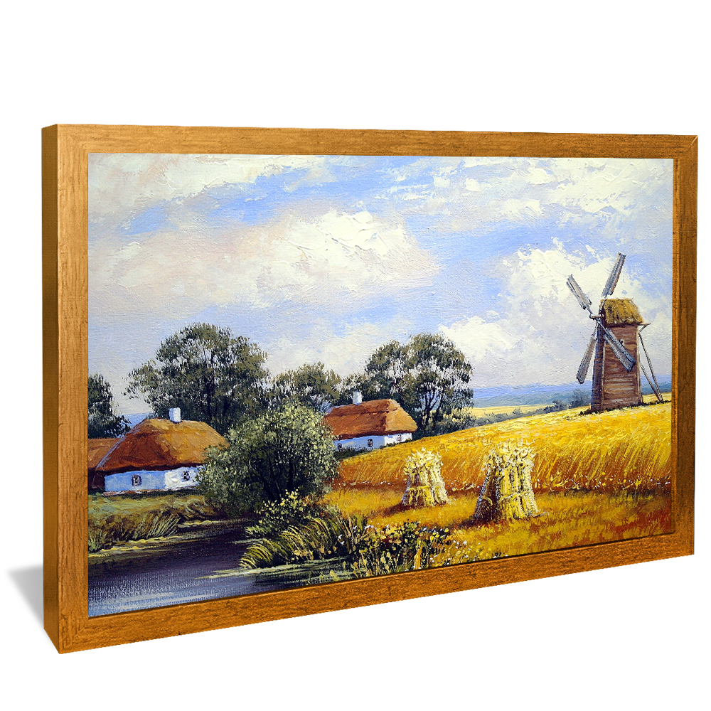 Painting Landscape Field and Windmill V895 Canvas