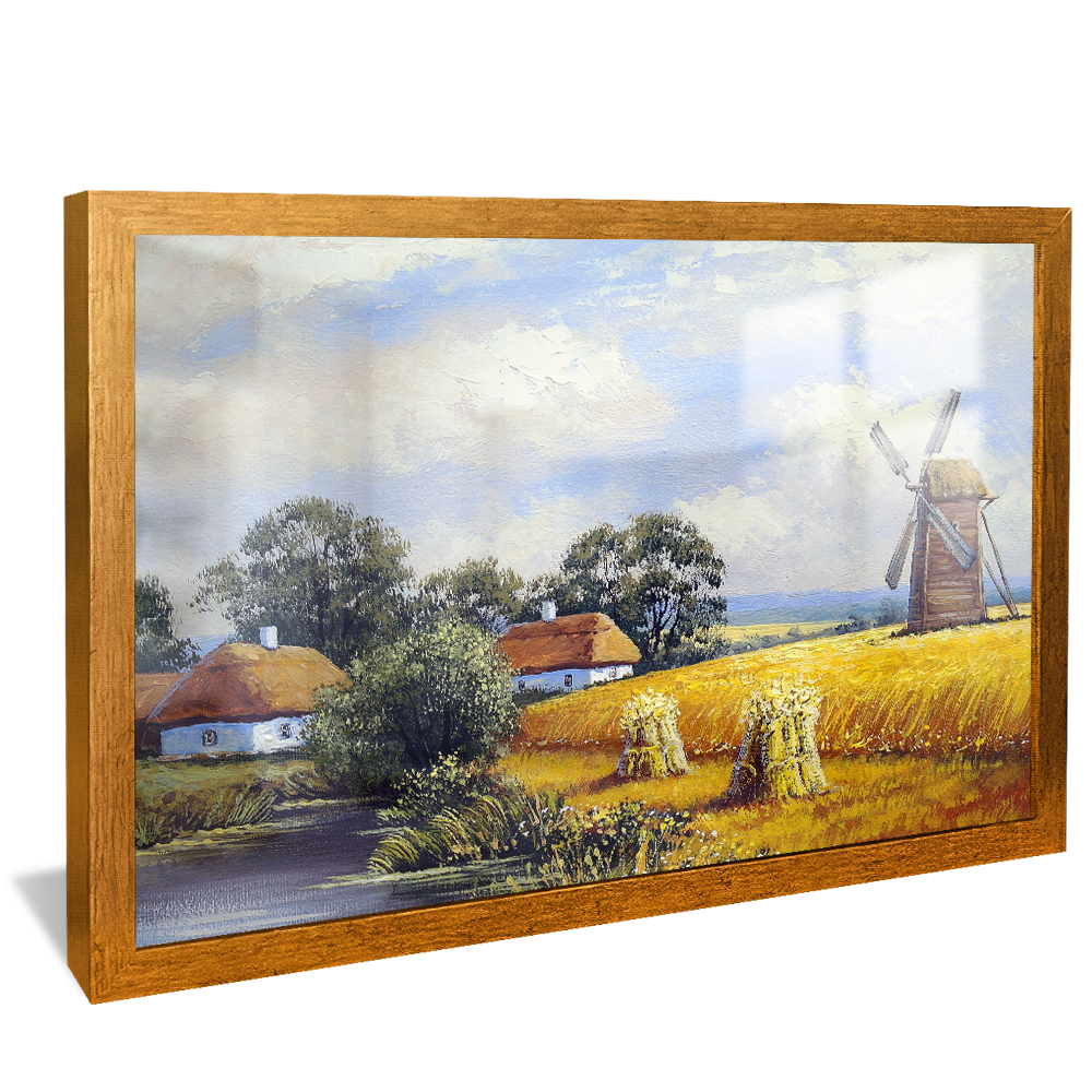 Painting Landscape Field and Windmill V895 Canvas