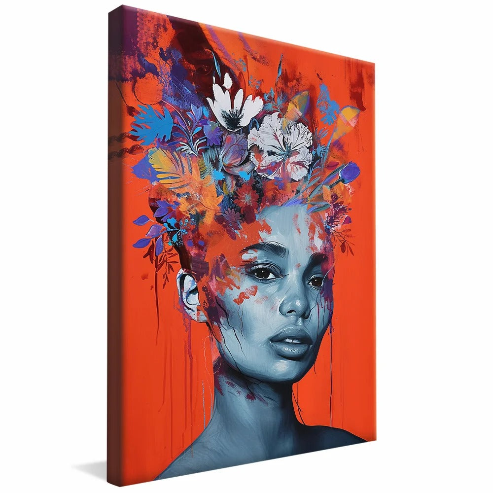 Painting Woman and Flowers V1238 Canvas