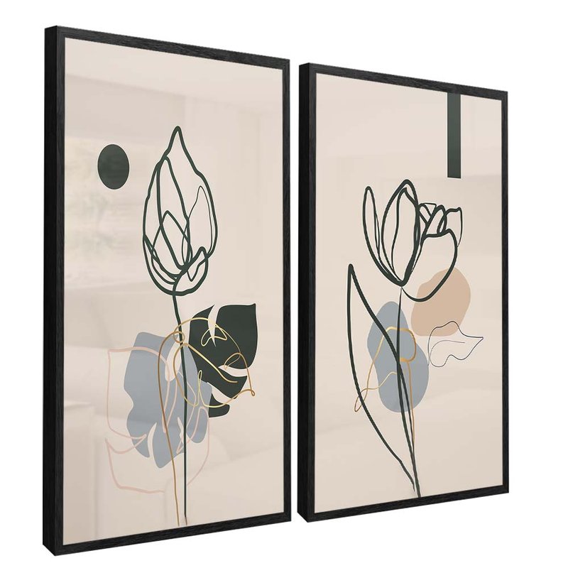 Pink Duo In Lines Canvas V1710