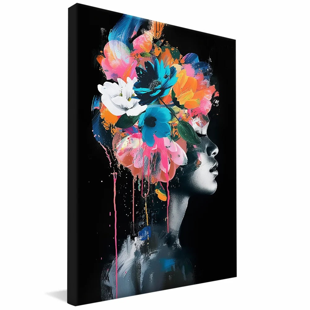 Portrait of a Woman with Flowers Decorative Canvas