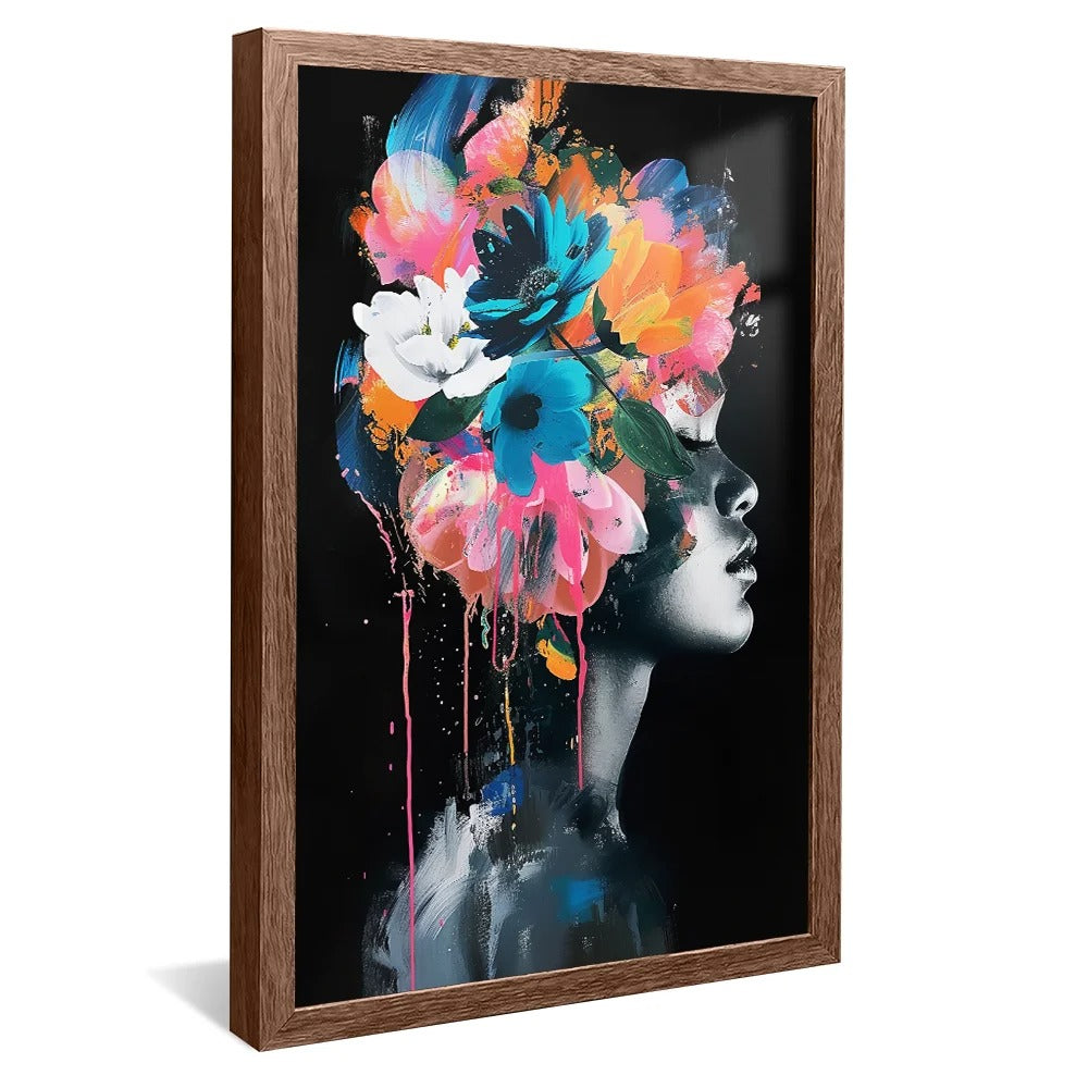 Portrait of a Woman with Flowers Decorative Canvas