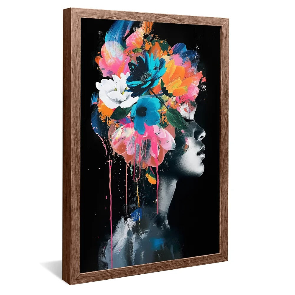 Portrait of a Woman with Flowers Decorative Canvas