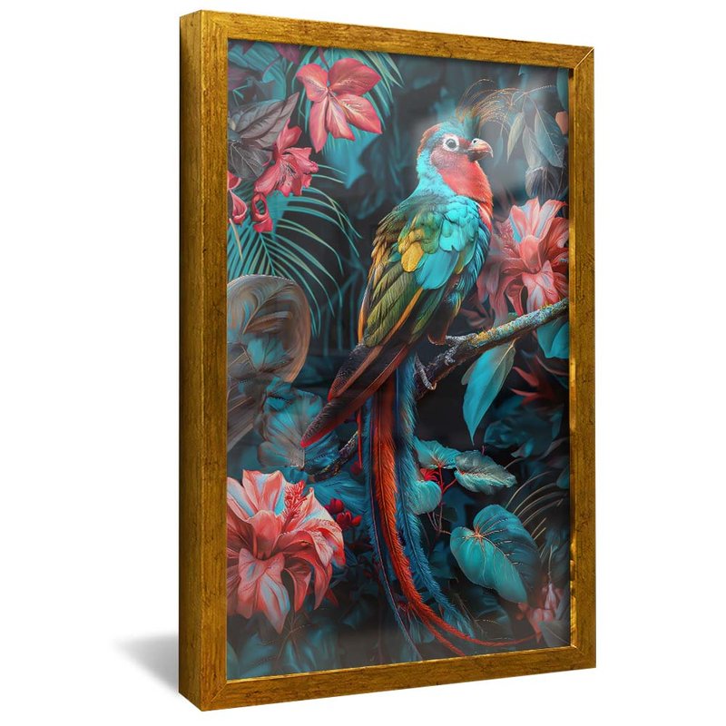 Quetzal and Flowers V1678 Canvas