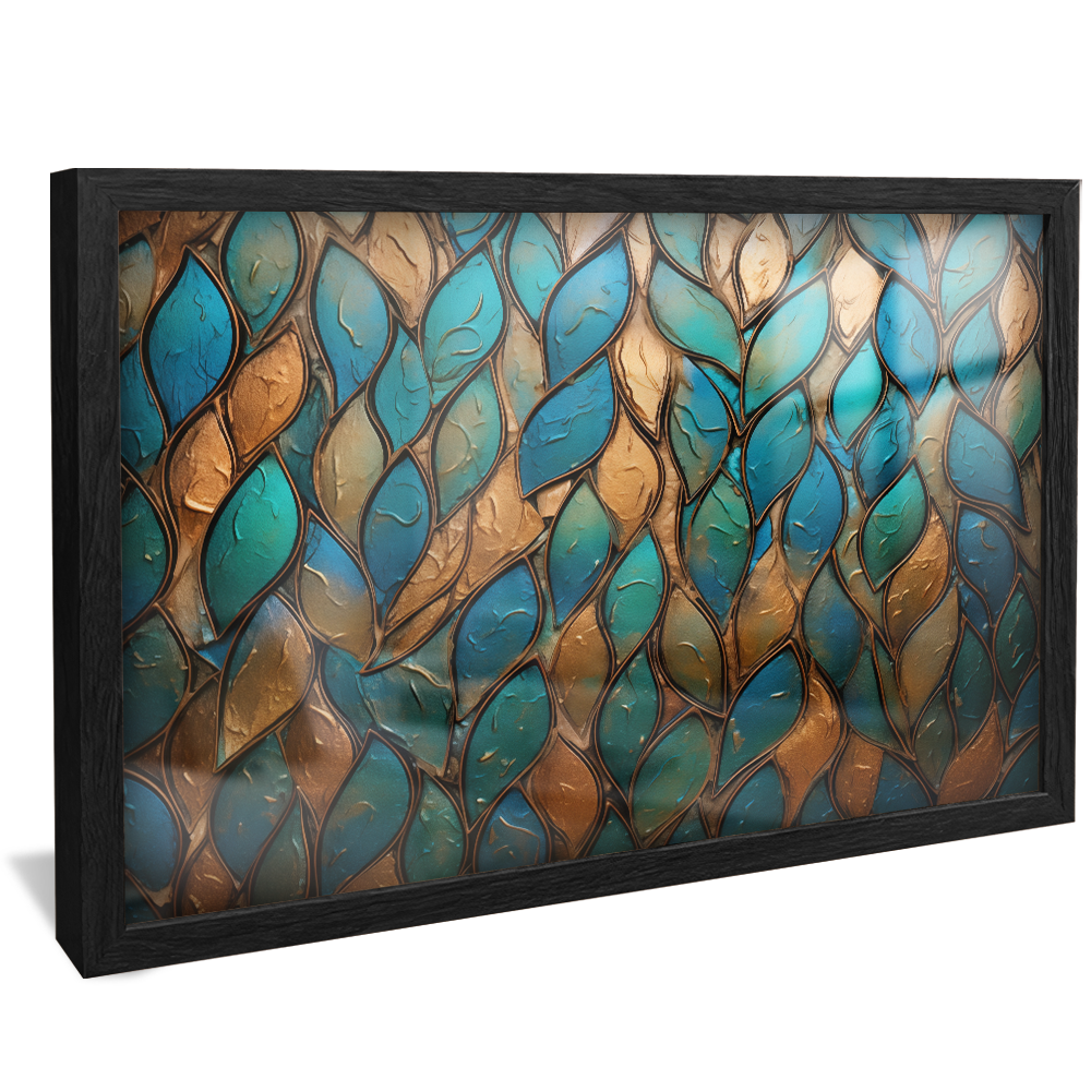Textured Leaf Blue Gold V824 Canvas