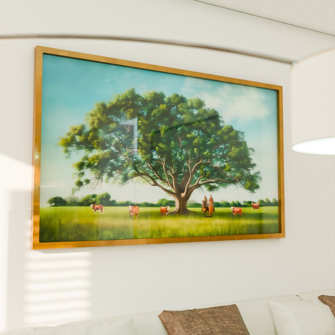Tree and Field Painting v1990 Canvas