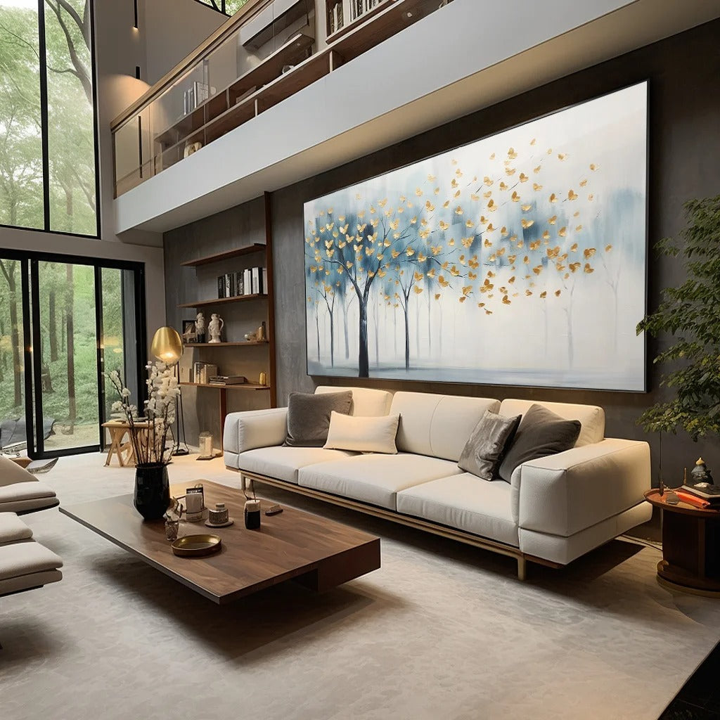 Tree blue tones with butterflies Canvas V80