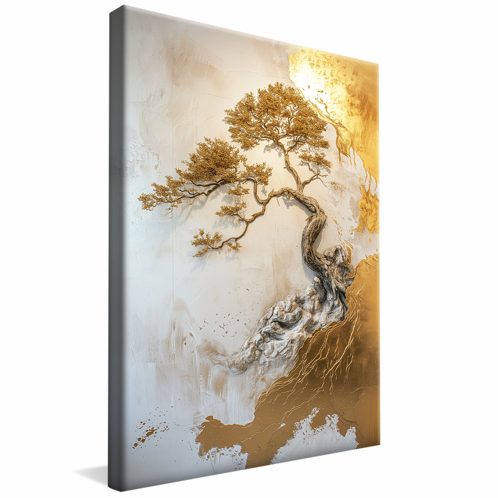 White and Gold Tree Painting V1164 Canvas