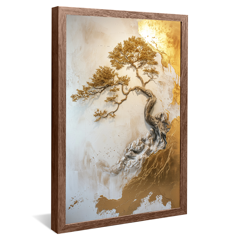 White and Gold Tree Painting V1164 Canvas