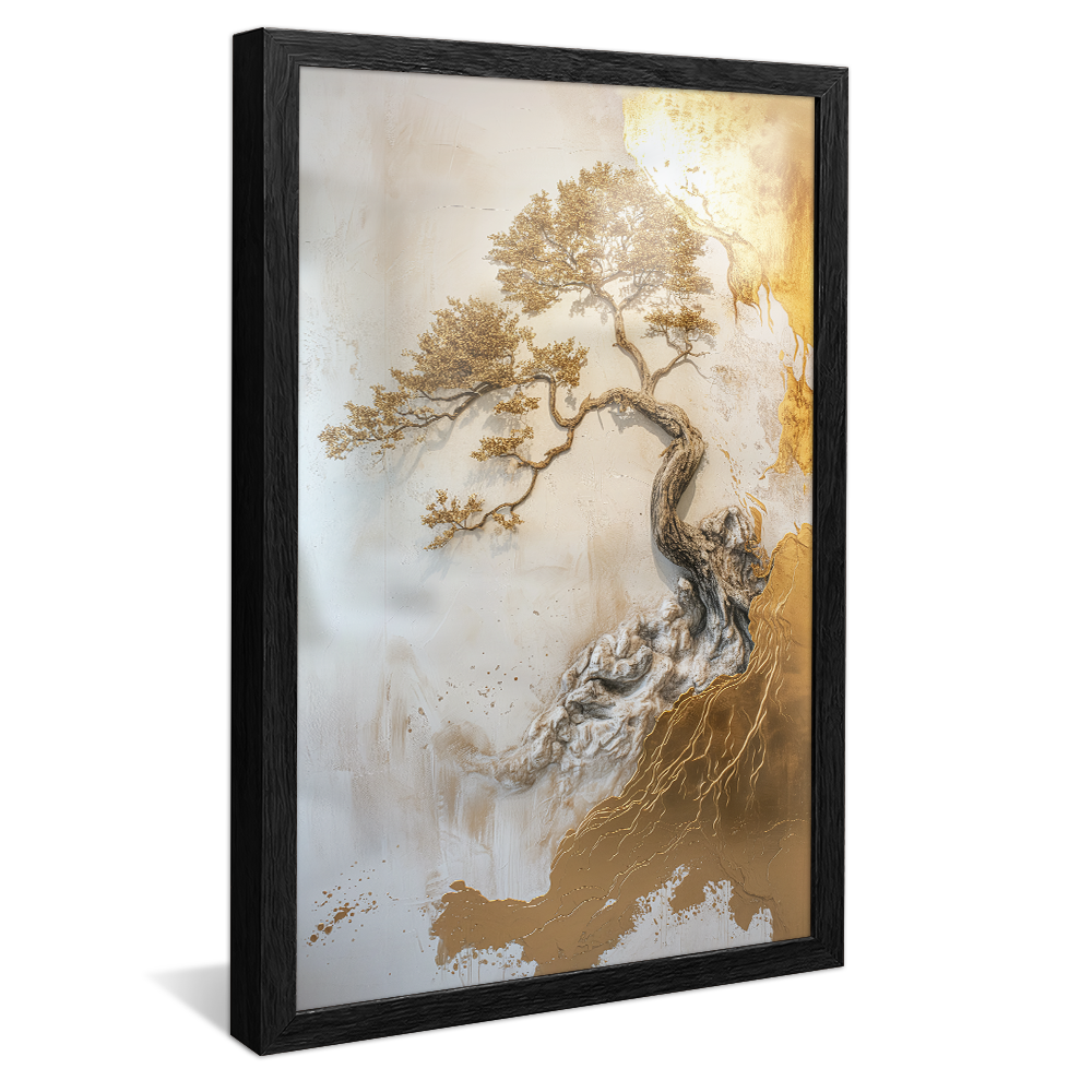 White and Gold Tree Painting V1164 Canvas