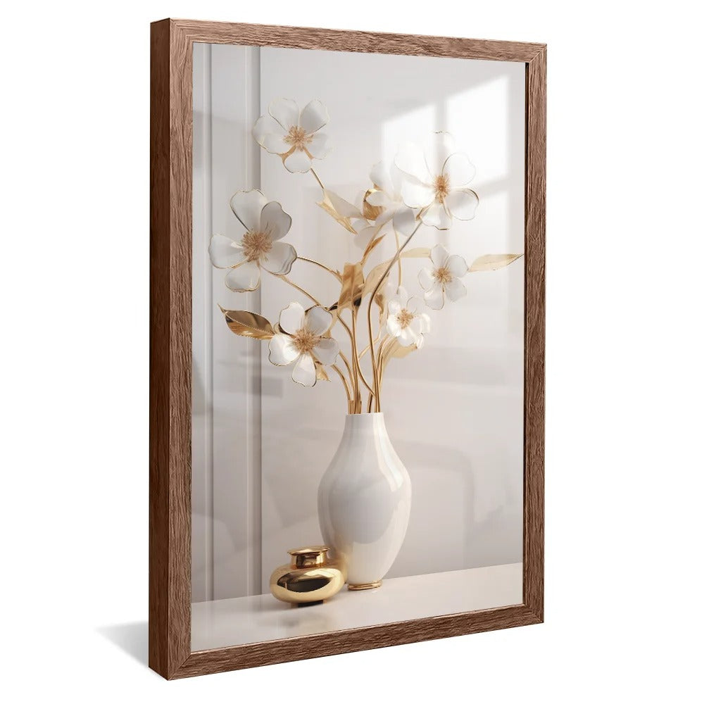 White and gold flower vase Canvas