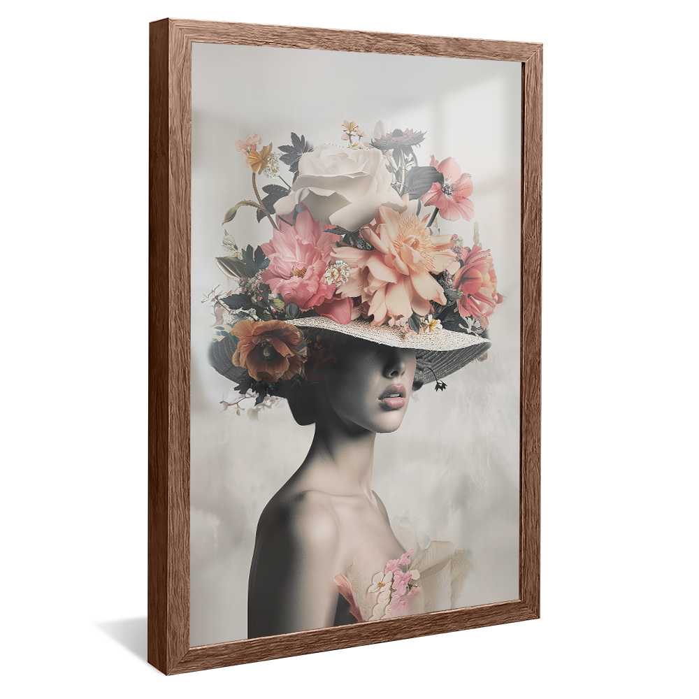 Woman Posing with Flower Hat Canvas V1063
