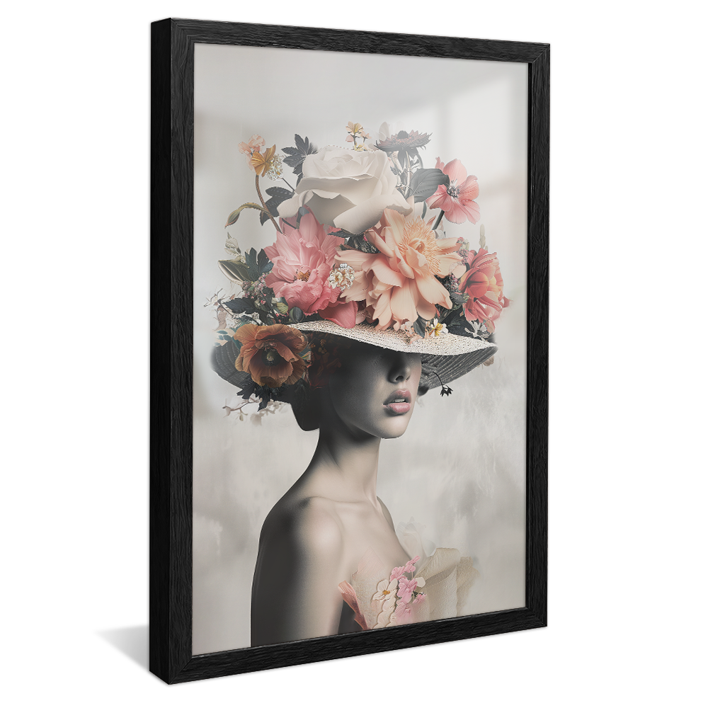Woman Posing with Flower Hat Canvas V1063