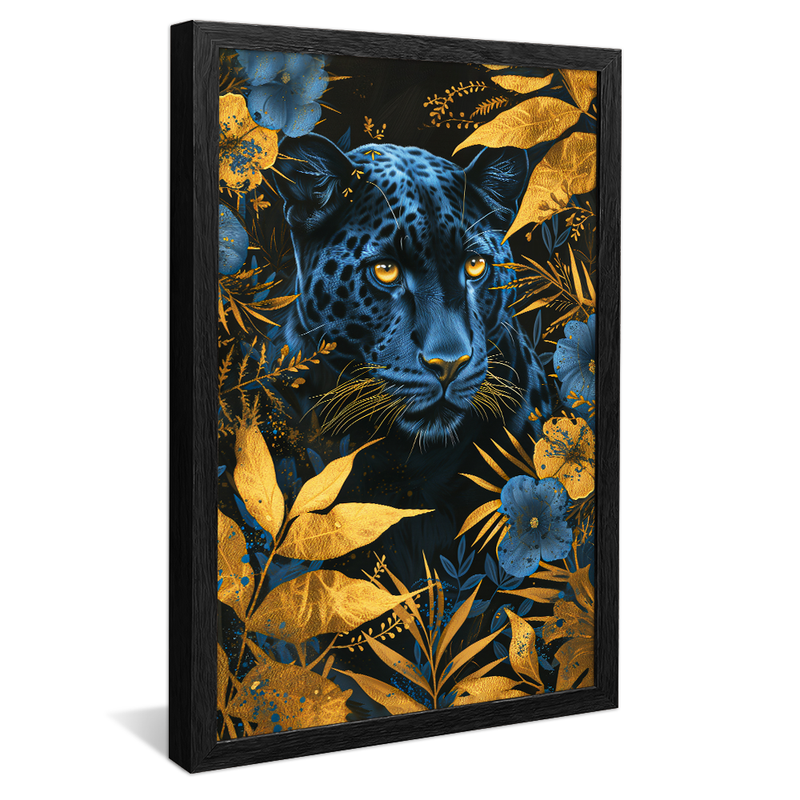 1 Piece Yellow Panther and Flowers V1250 Canvas
