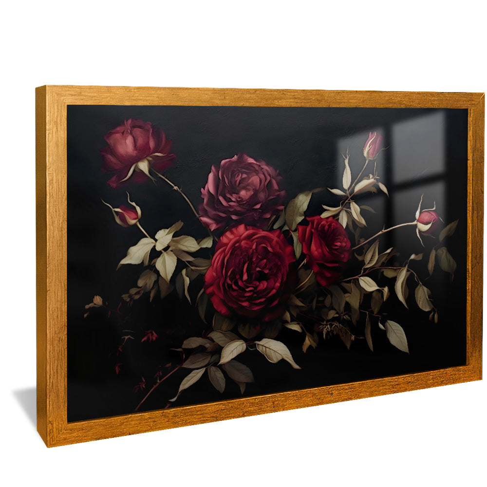Painting of Roses on Dark Background V2487 Canvas