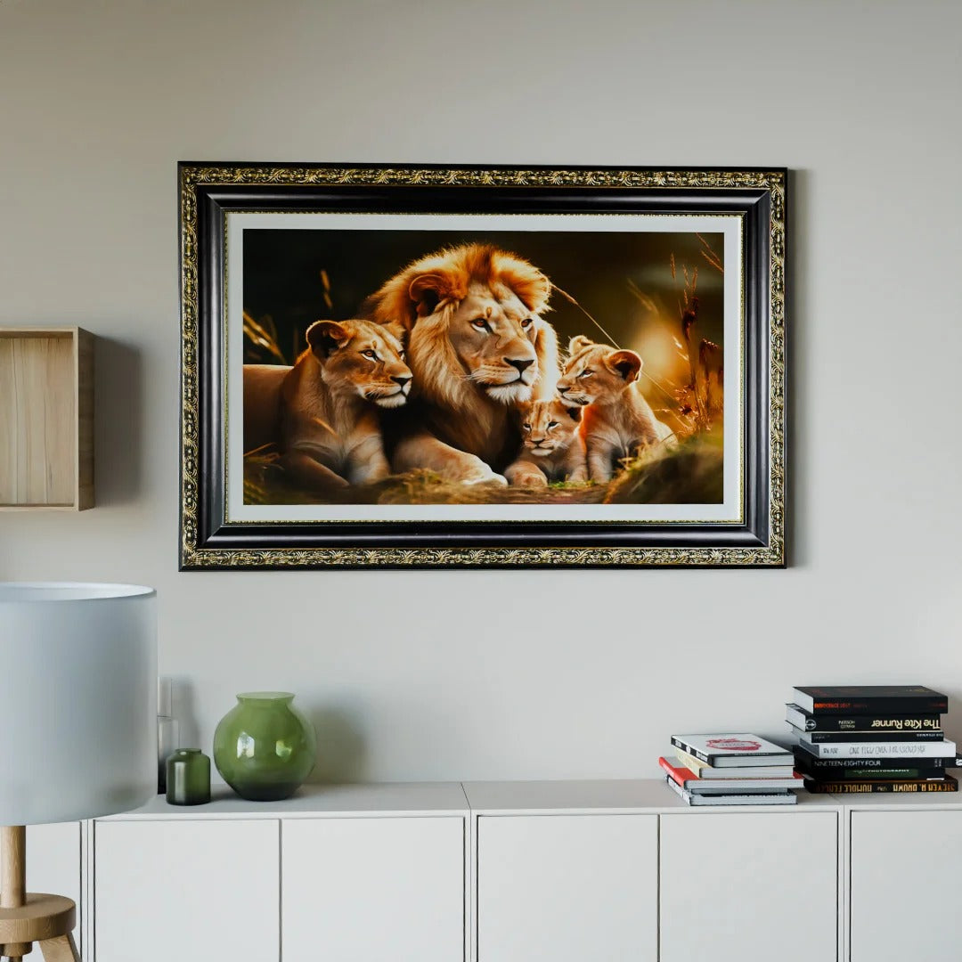 Lion Family with 2 Cubs Canvas