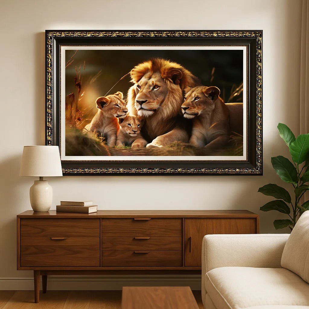 Lion Family with 2 Cubs Canvas