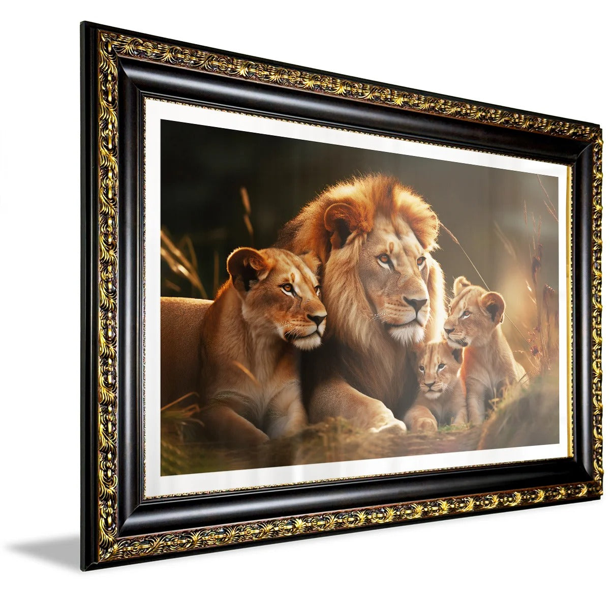 Lion Family with 2 Cubs Canvas