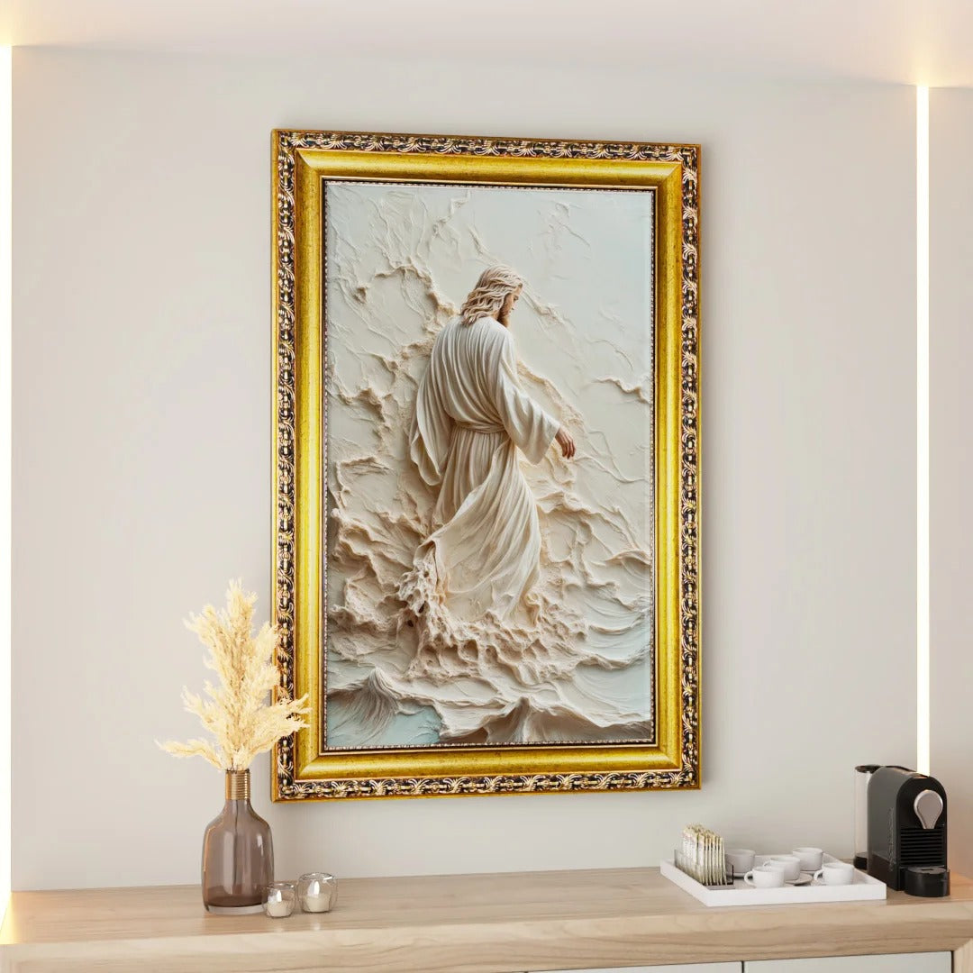 Jesus Walking on Water in Marble Canvas