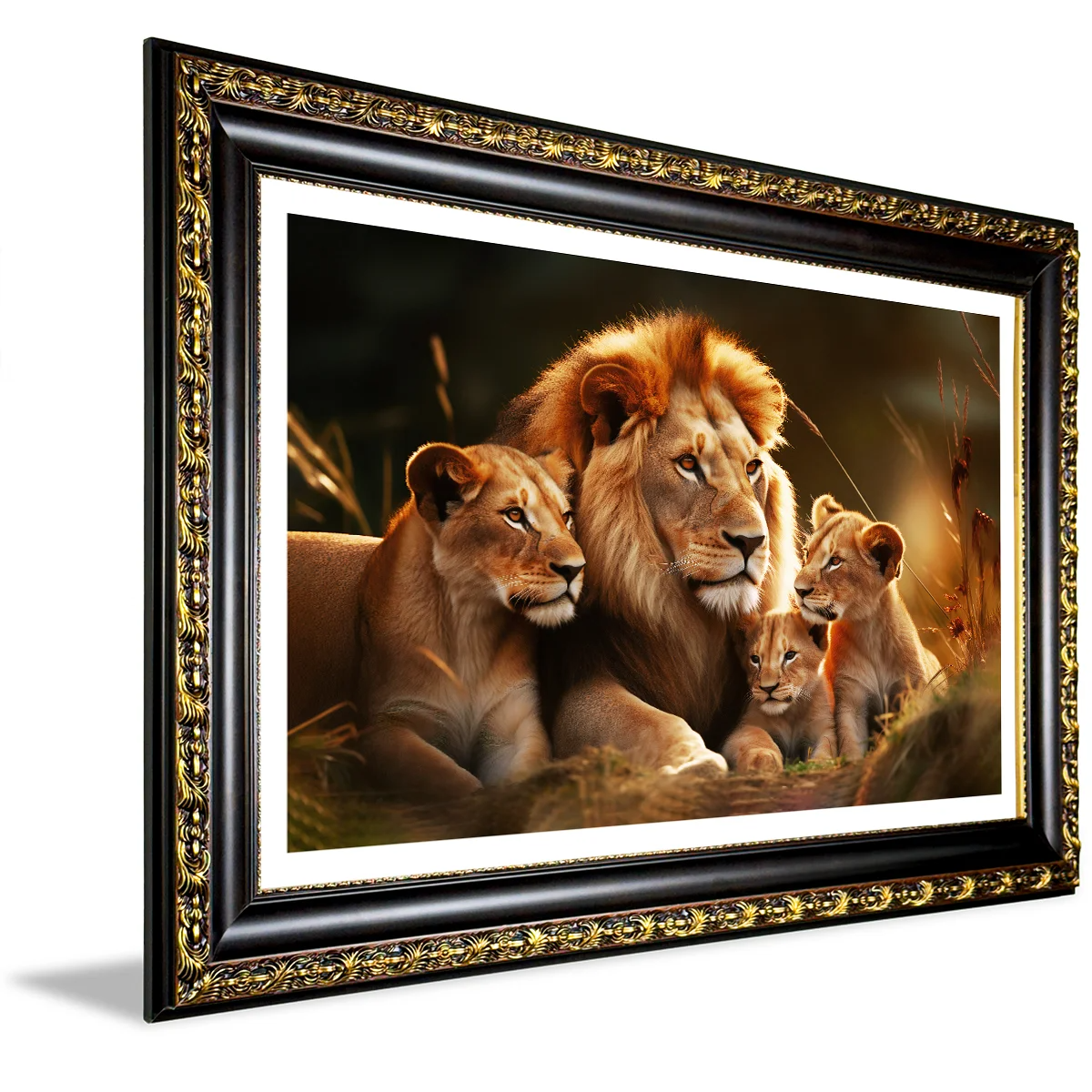 Lion Family with 2 Cubs Canvas