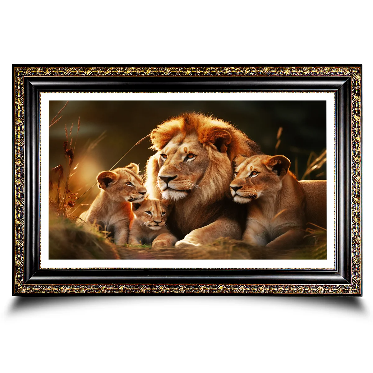 Lion Family with 2 Cubs Canvas