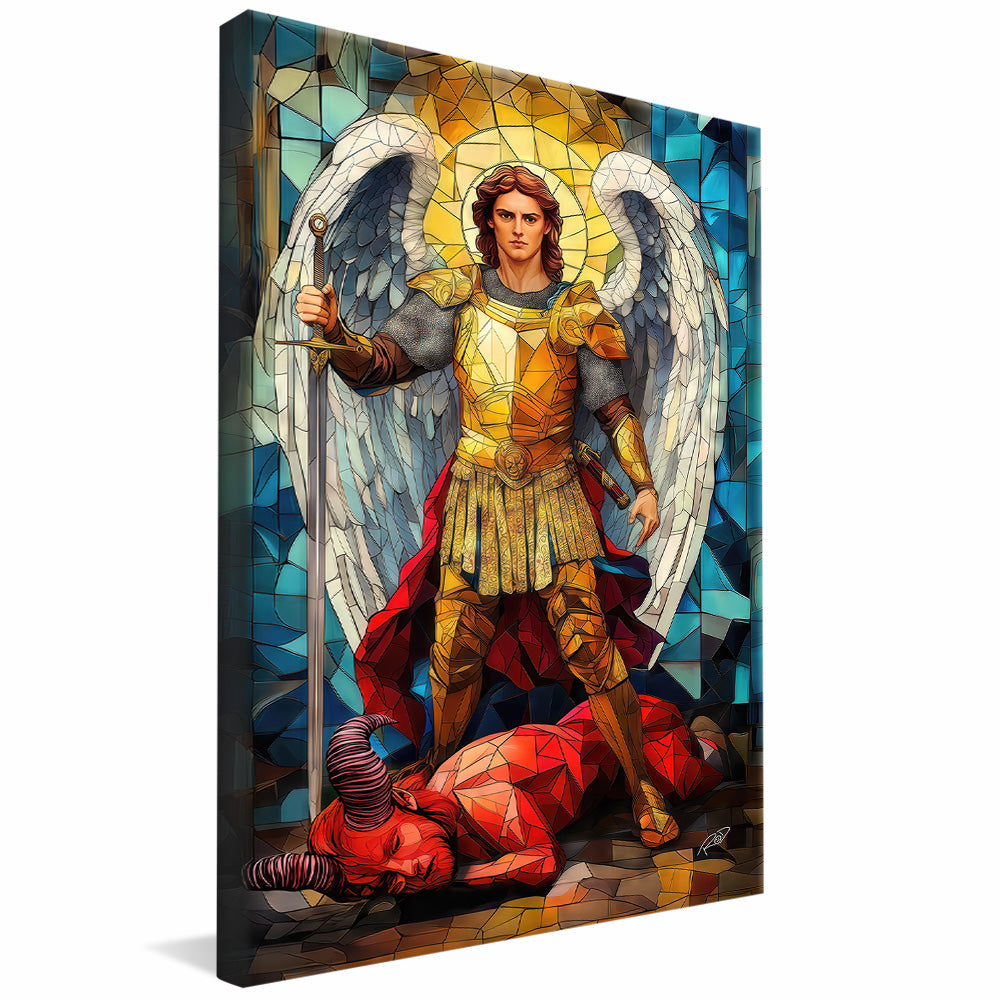 Decorative Canvas Archangel Michael Stained Glass V2173