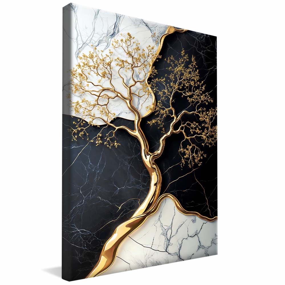 Golden Tree Against Marble V2254 Canvas